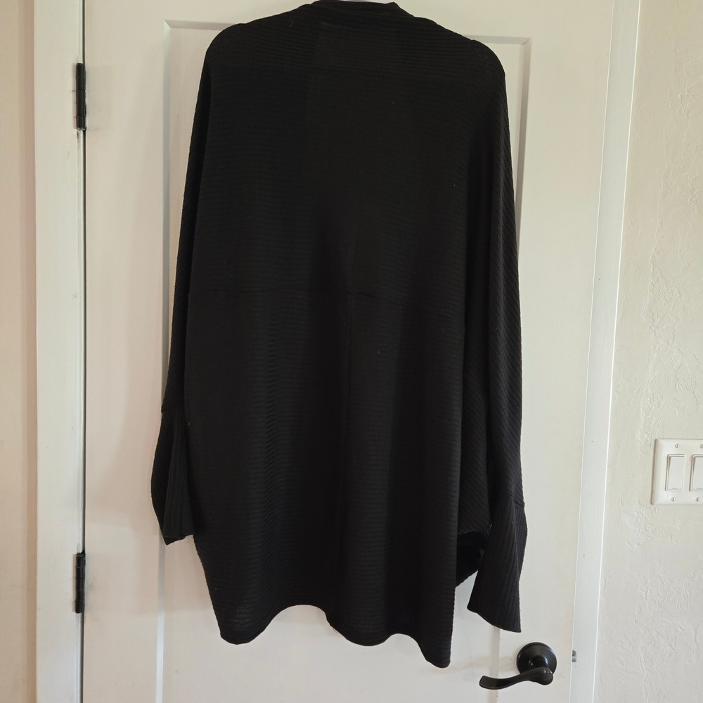 Emery Rose Sweater Womens XXL Black Ribbed Open Front Cardigan Shawl Collar - Picture 6 of 8